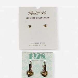 1928 Gold Heart Earrings + Madewell‎ earrings bundle
